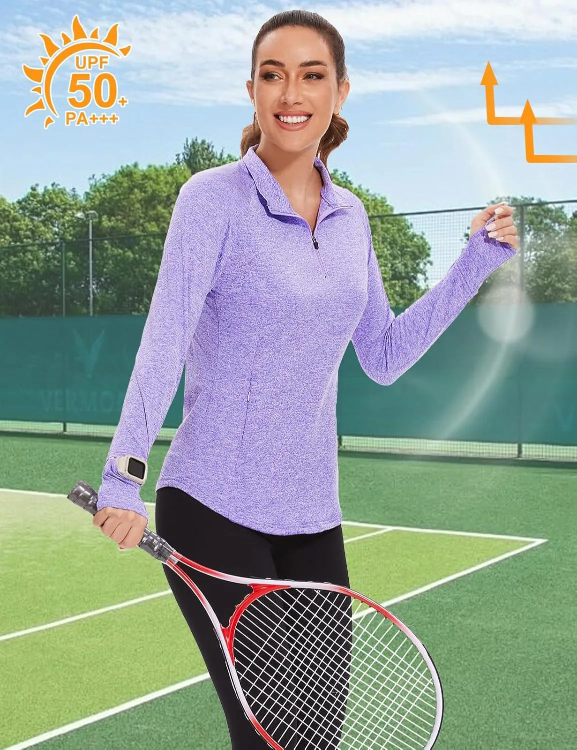 Viracy Womens Long Sleeve Workout Tops Quick Dry Half Zip Moisture Wicking Running Athletic T-Shirts with Pockets