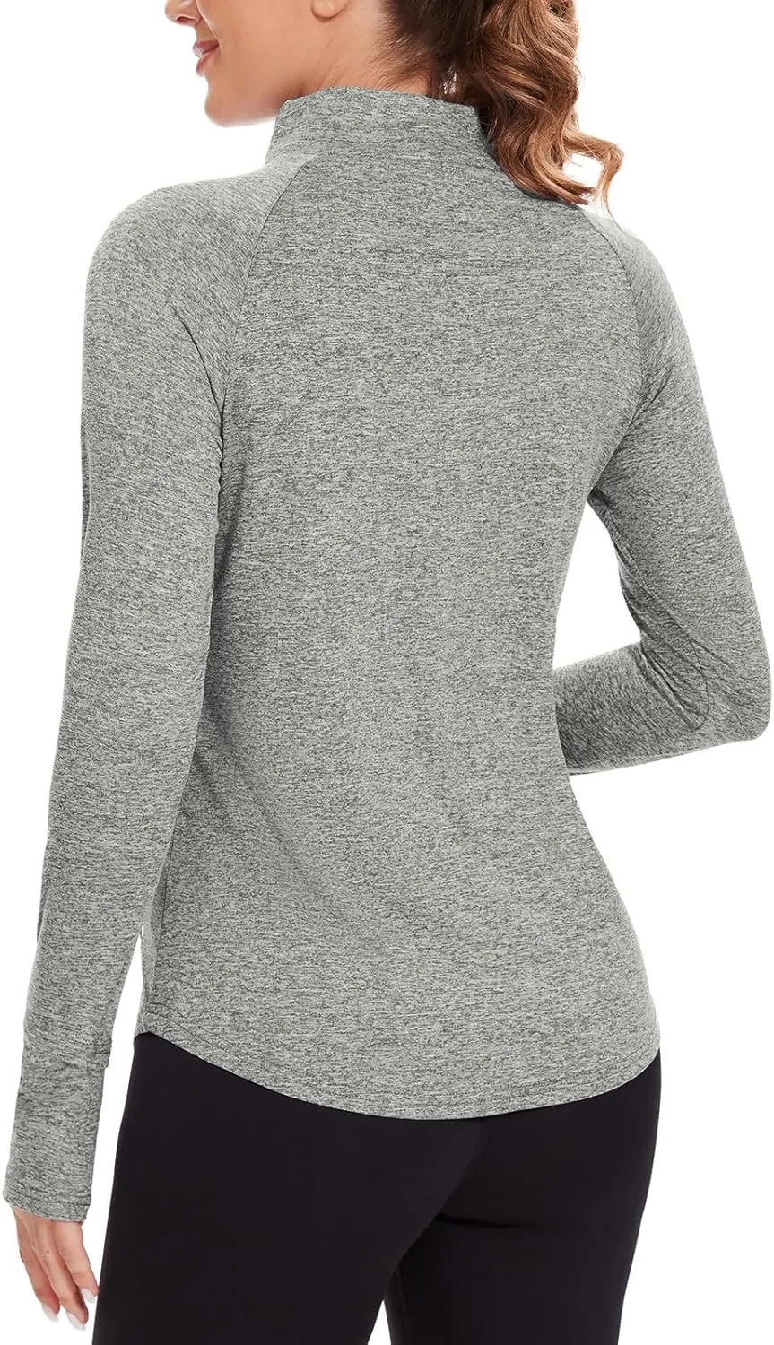 Viracy Womens Long Sleeve Workout Tops Quick Dry Half Zip Moisture Wicking Running Athletic T-Shirts with Pockets