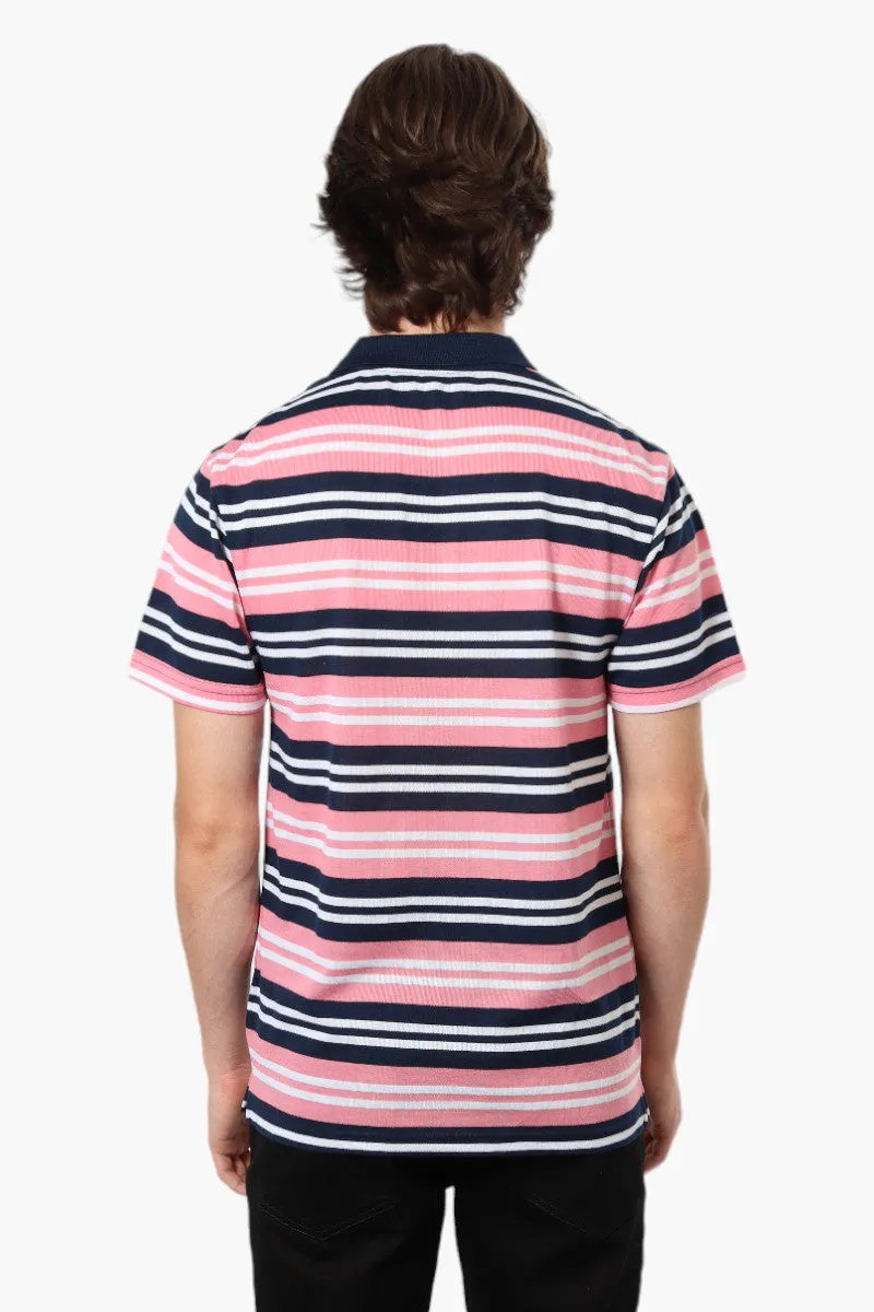 Vroom & Dreesman Striped Button Up Polo Shirt - Pink