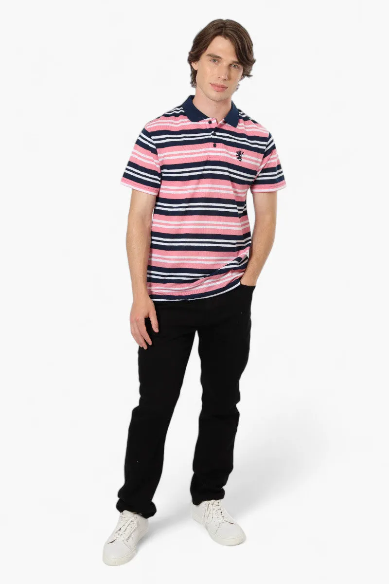 Vroom & Dreesman Striped Button Up Polo Shirt - Pink