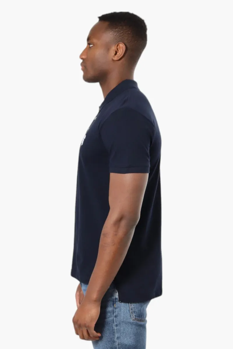 Vroom & Dreesmann Button Up Knit Polo Shirt - Navy