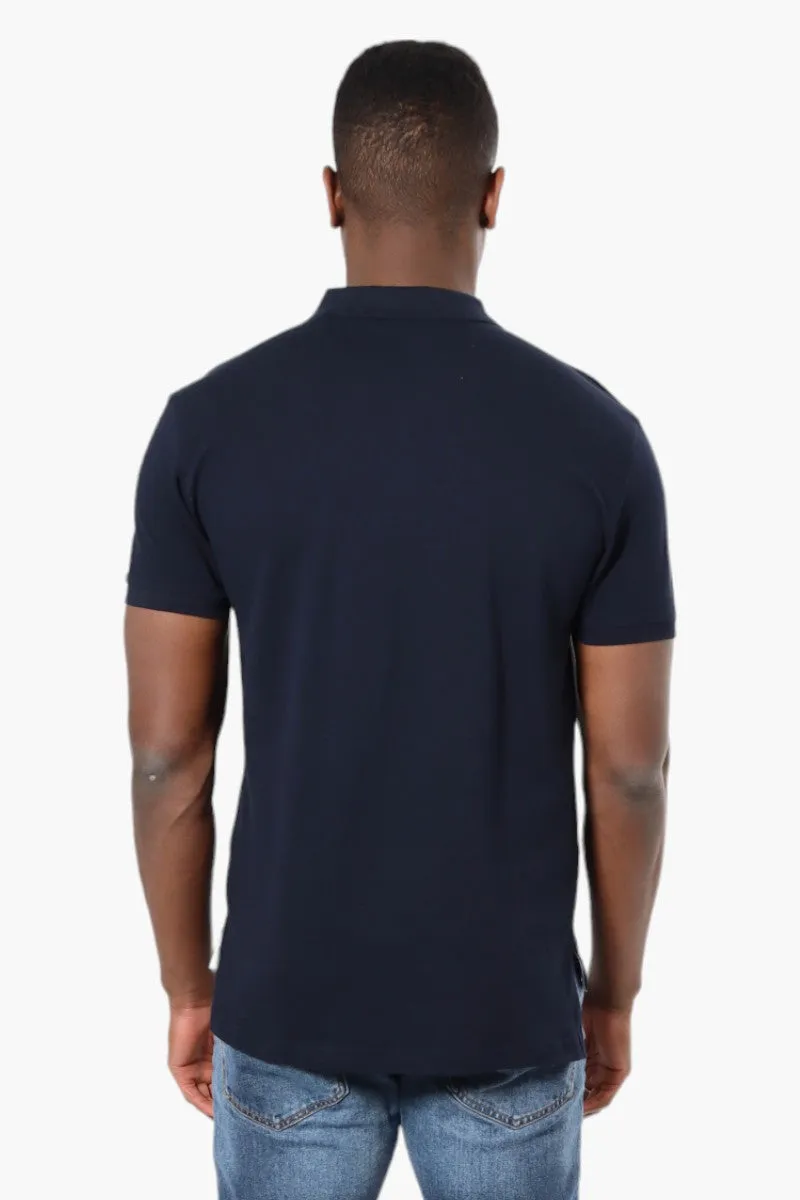 Vroom & Dreesmann Button Up Knit Polo Shirt - Navy