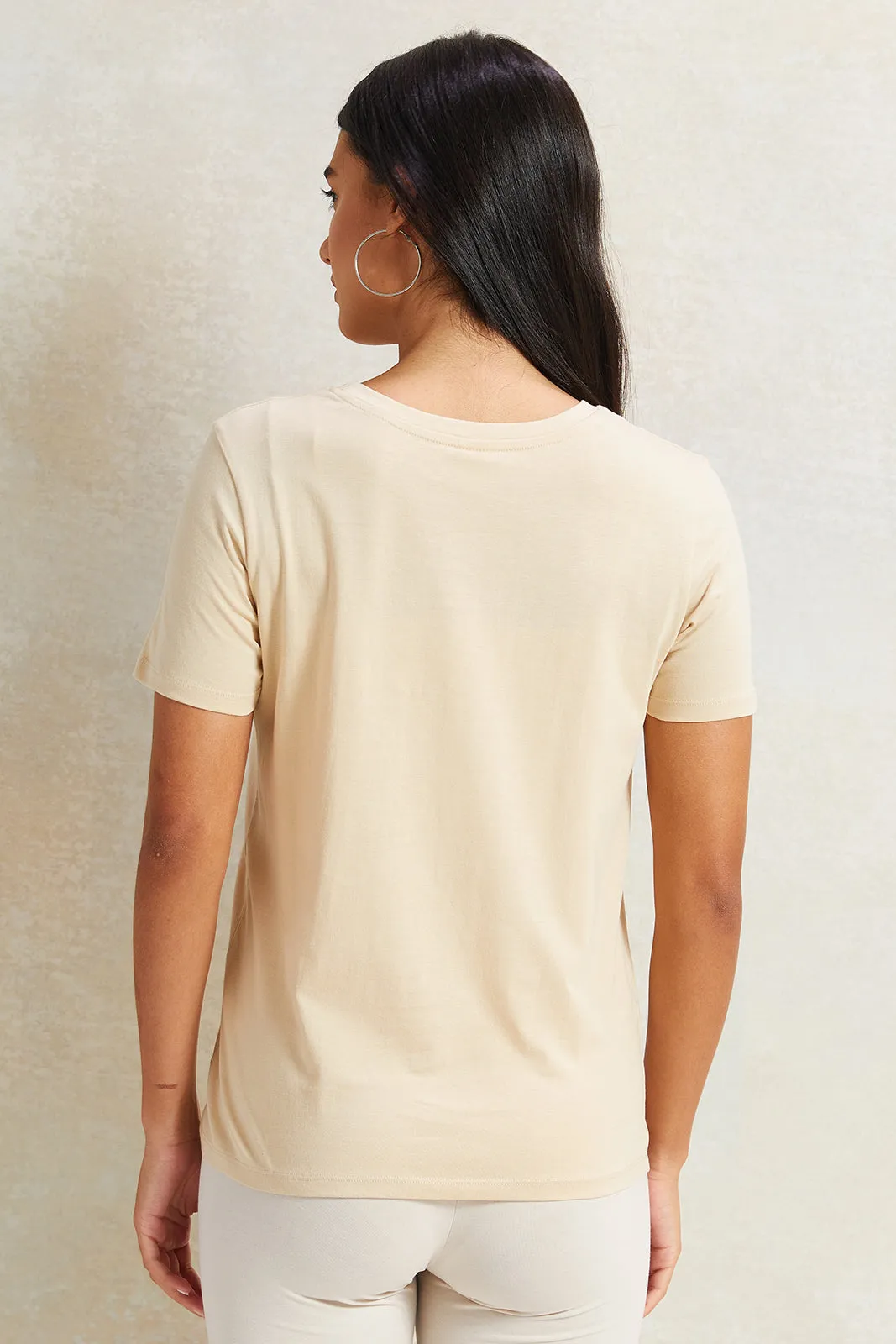 Women Beige Bambi Printed T-Shirt