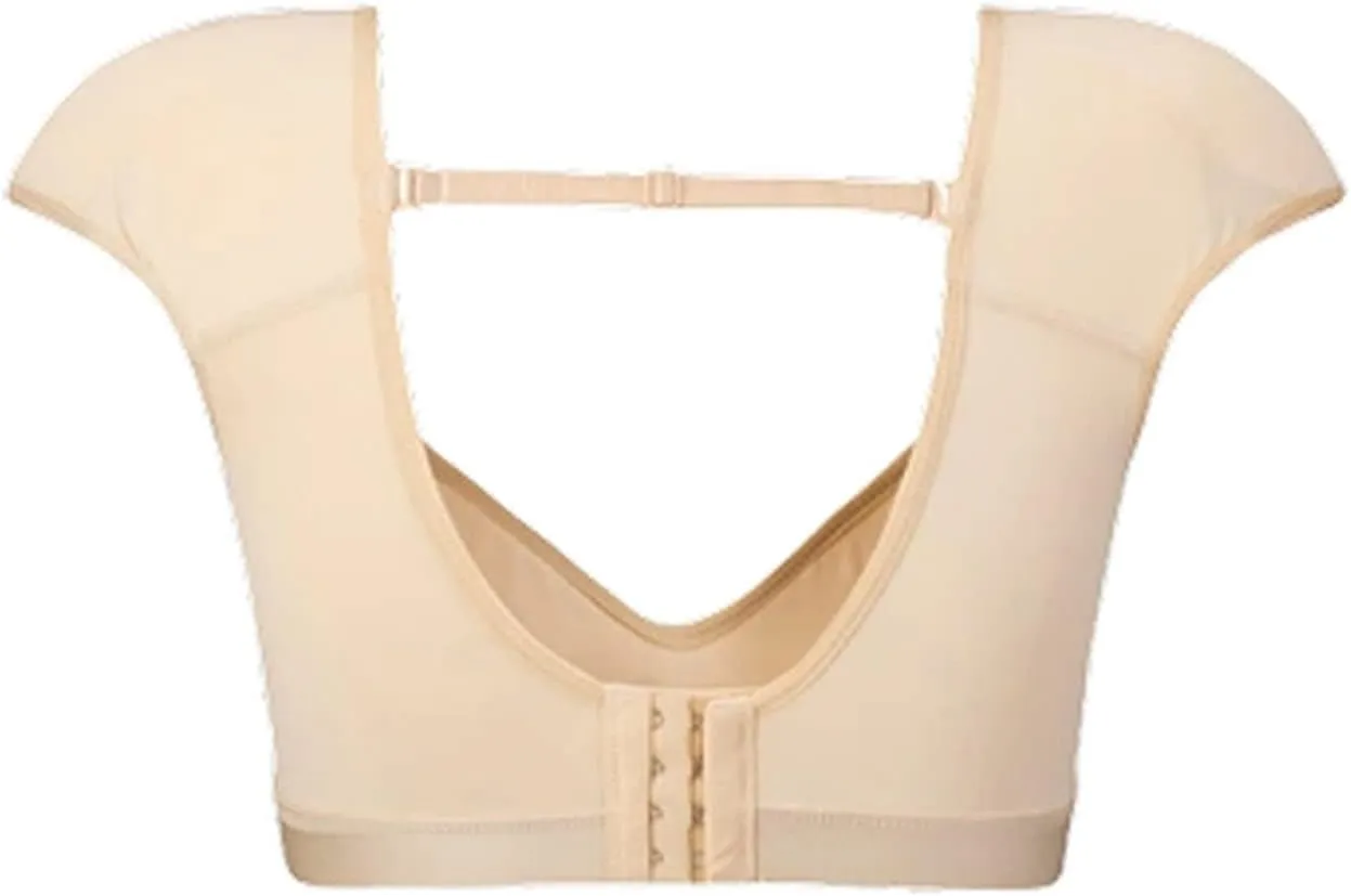 Women Sexy Casual T-Shirts 2 in 1 Built-in Shoulder Pad Push-Up Tops, Bra With Chest Pad(L,Beige)