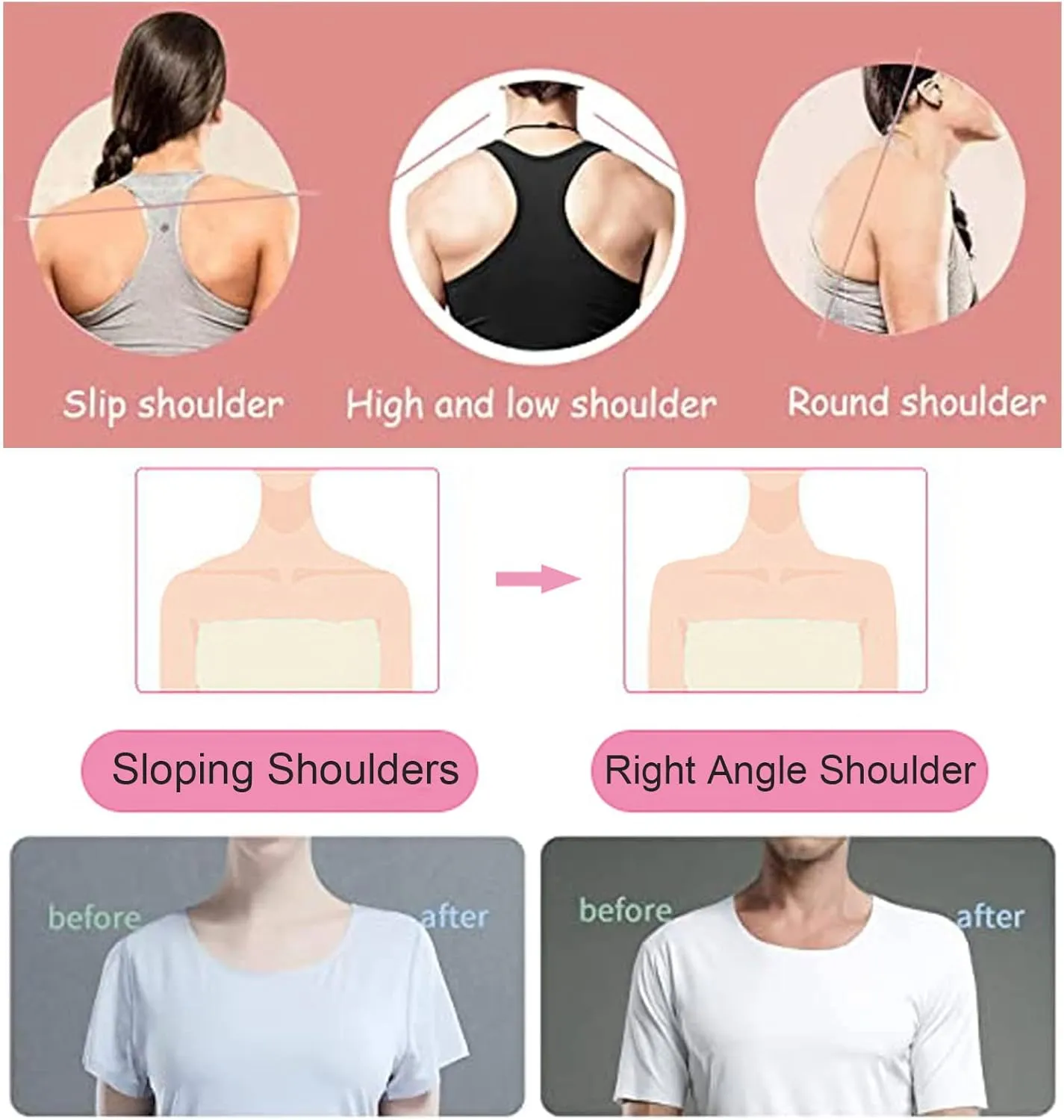 Women Sexy Casual T-Shirts 2 in 1 Built-in Shoulder Pad Push-Up Tops, Bra With Chest Pad(L,Beige)