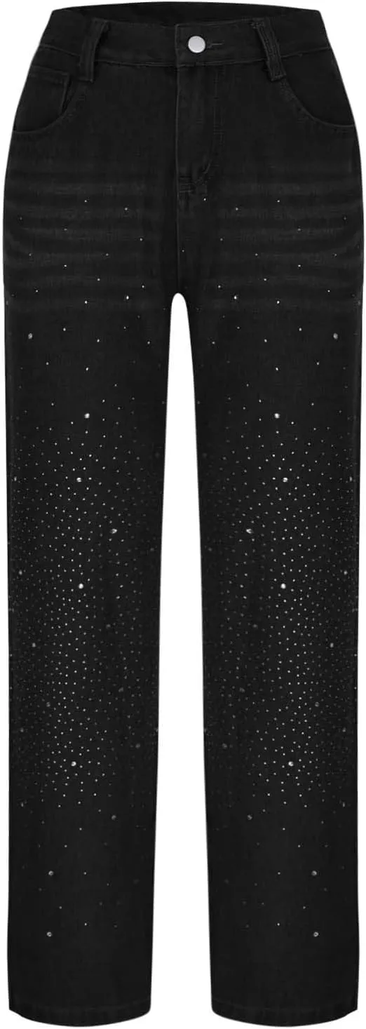 Women Wide Leg Jeans Casual Baggy Stretchy Bootcut Boyfriend Denim Pants Trendy High Waisted y2k Long Trousers