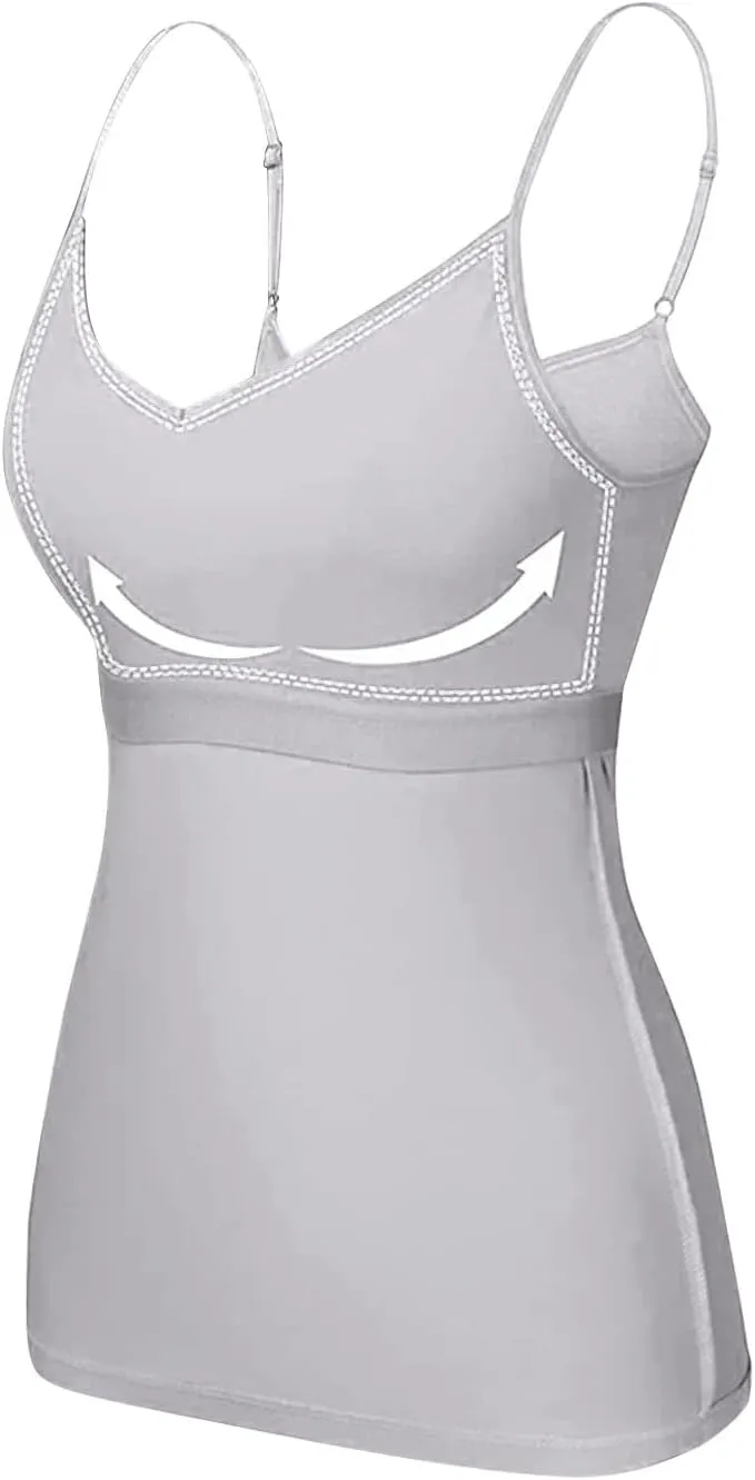 Women's Bra Camisole Tops Adjustable Spaghetti Strap Cami Tank Yoga Sports T-Shirts Athletic Outside with Chest Pad