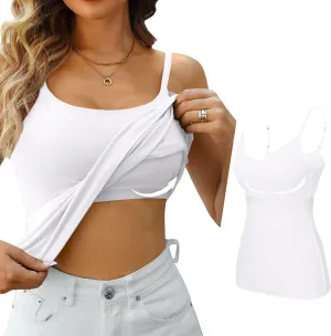 Women's Bra Camisole Tops Adjustable Spaghetti Strap Cami Tank Yoga Sports T-Shirts Athletic Outside with Chest Pad