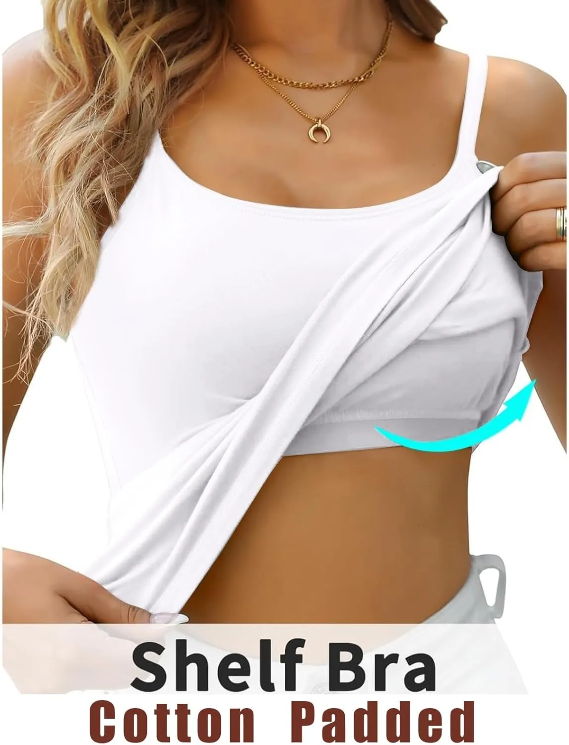 Women's Bra Camisole Tops Adjustable Spaghetti Strap Cami Tank Yoga Sports T-Shirts Athletic Outside with Chest Pad