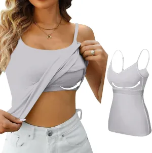 Women's Bra Camisole Tops Adjustable Spaghetti Strap Cami Tank Yoga Sports T-Shirts Athletic Outside with Chest Pad