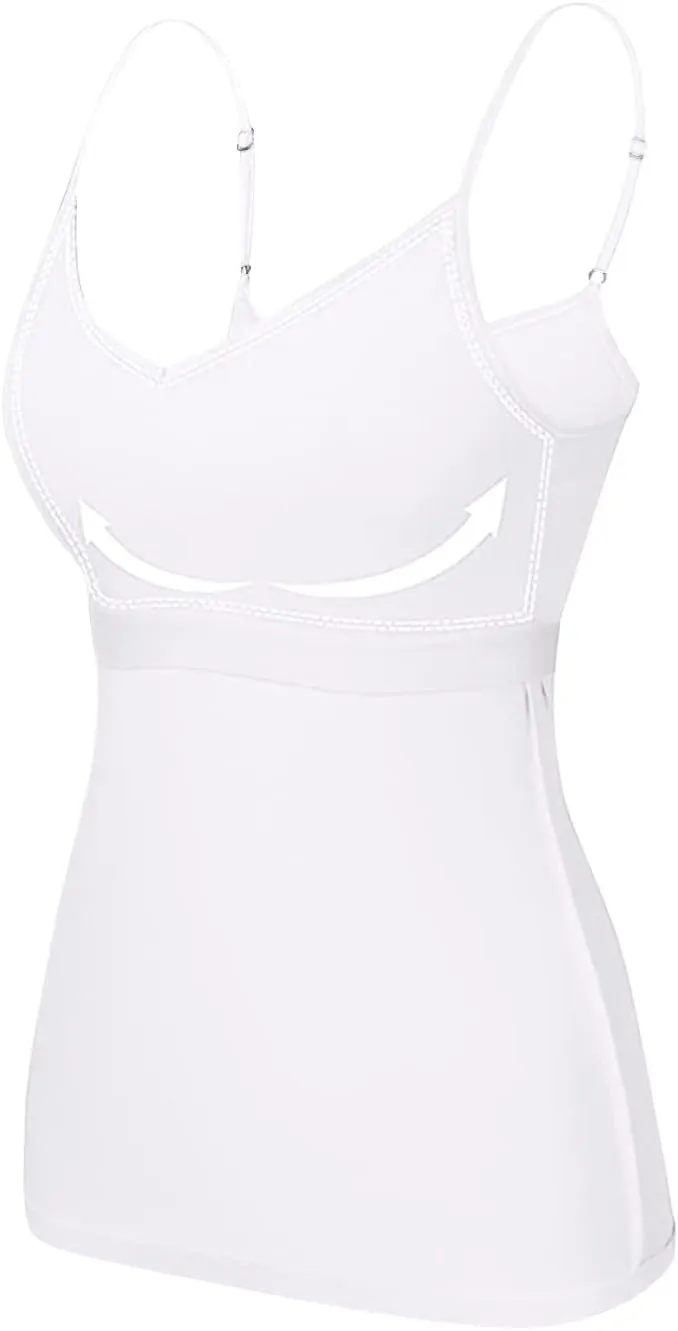 Women's Bra Camisole Tops Adjustable Spaghetti Strap Cami Tank Yoga Sports T-Shirts Athletic Outside with Chest Pad