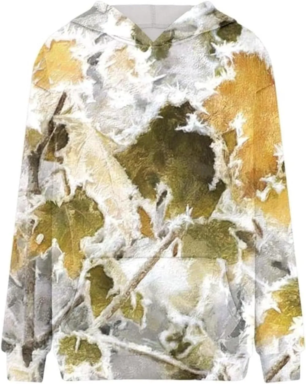 Womens Camo Hoodies Casual Loose Fit Long Sleeve Sweatshirts Oversized Maple Leaf Print Pullover Tops with Pocket