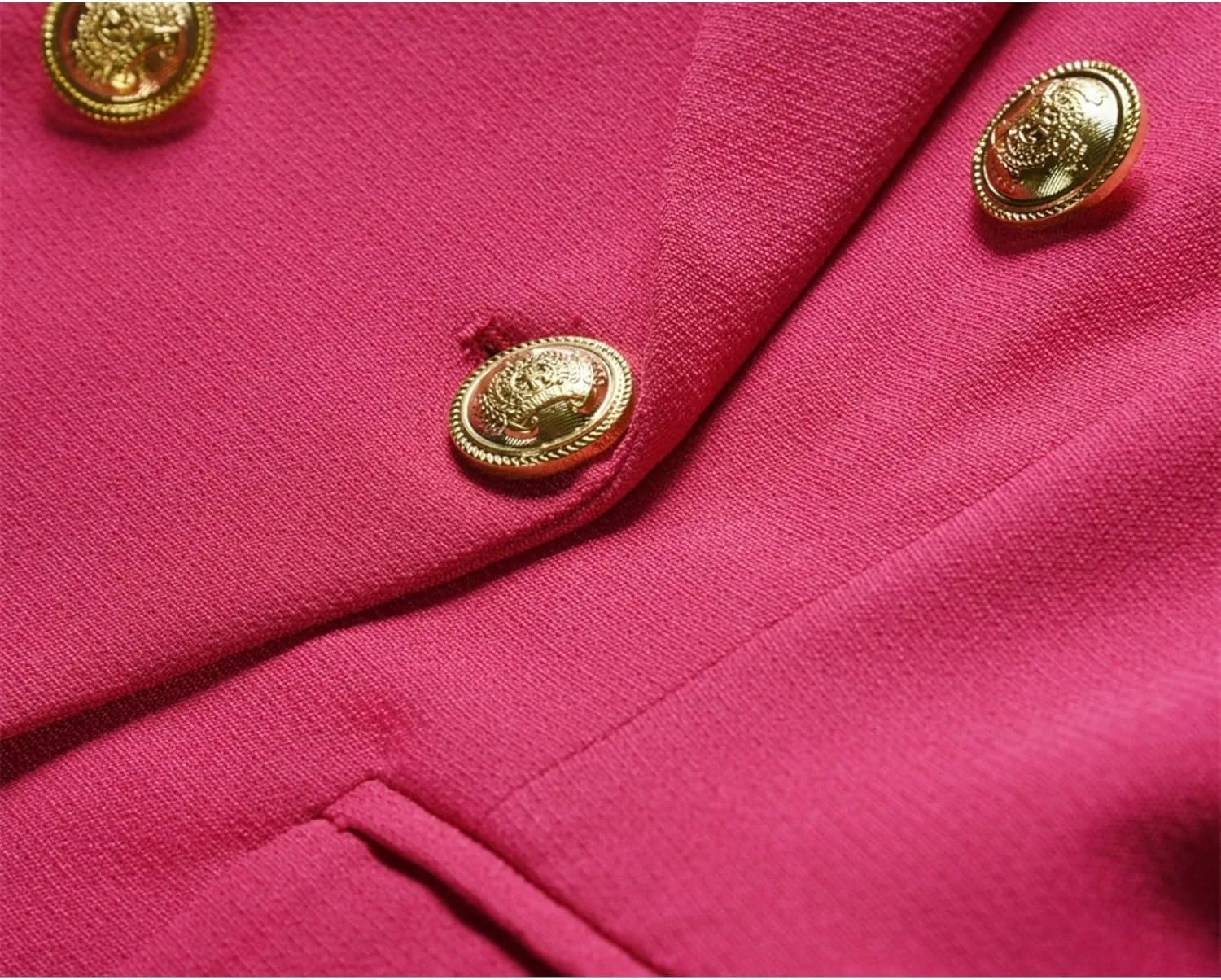 Women's Casual Blazer with Gold Buttons - Long Sleeve, Draped Open Front Cardigan Jacket with Pockets