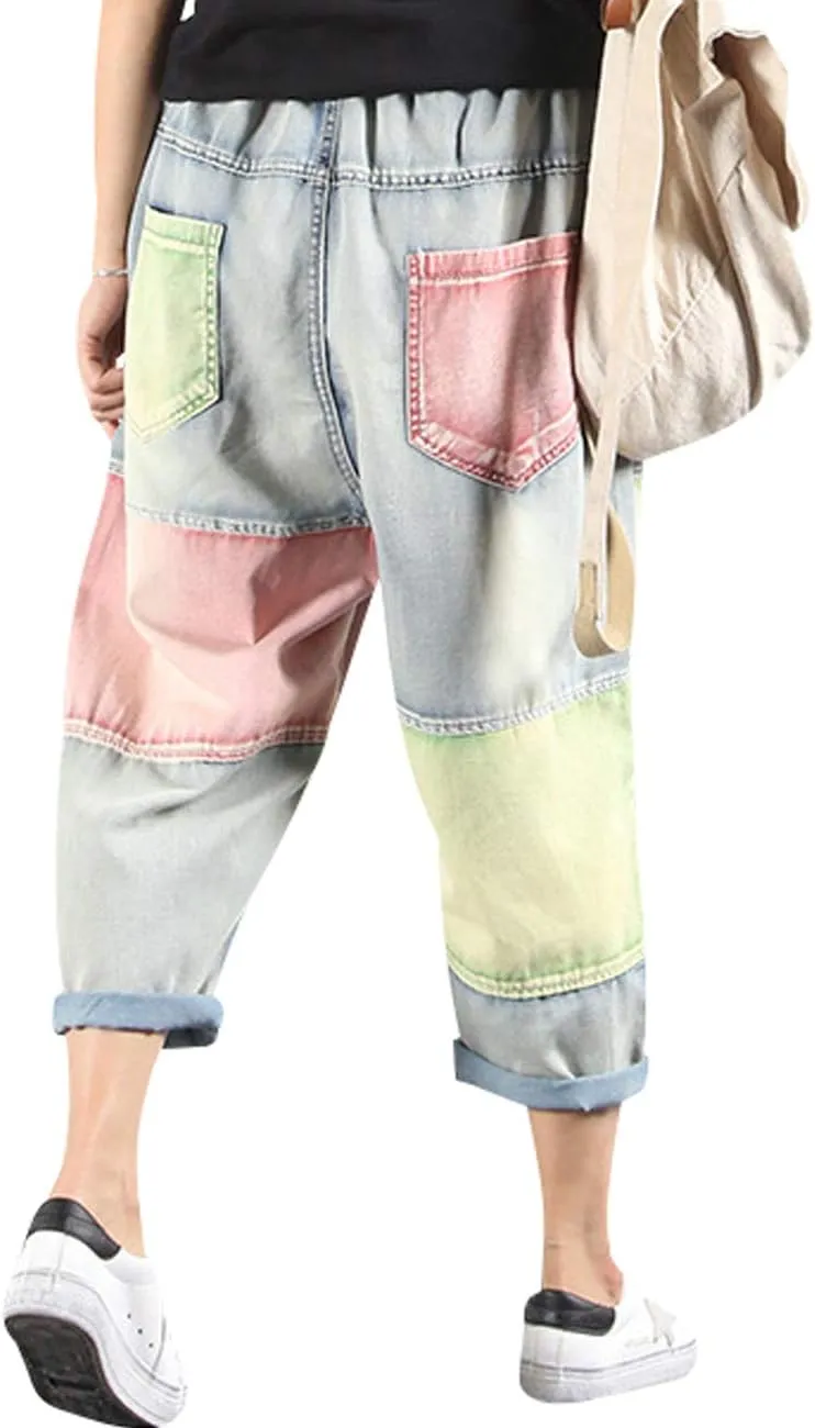 Women's Casual Hip Hop Drop Crotch Harem Jeans Denim Pants Trousers