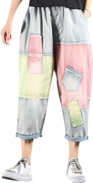 Women's Casual Hip Hop Drop Crotch Harem Jeans Denim Pants Trousers