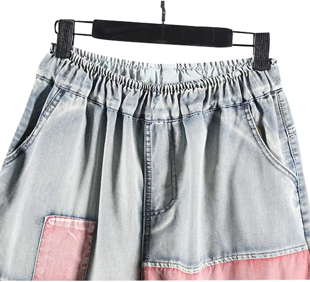 Women's Casual Hip Hop Drop Crotch Harem Jeans Denim Pants Trousers