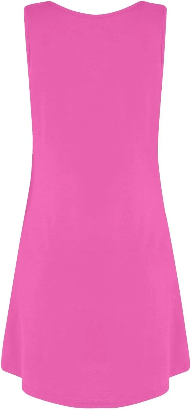Women's Casual Sundress Summer Boho Beach Dress Floral T-Shirts Midi Dress U Neck Loose Tank Dresses