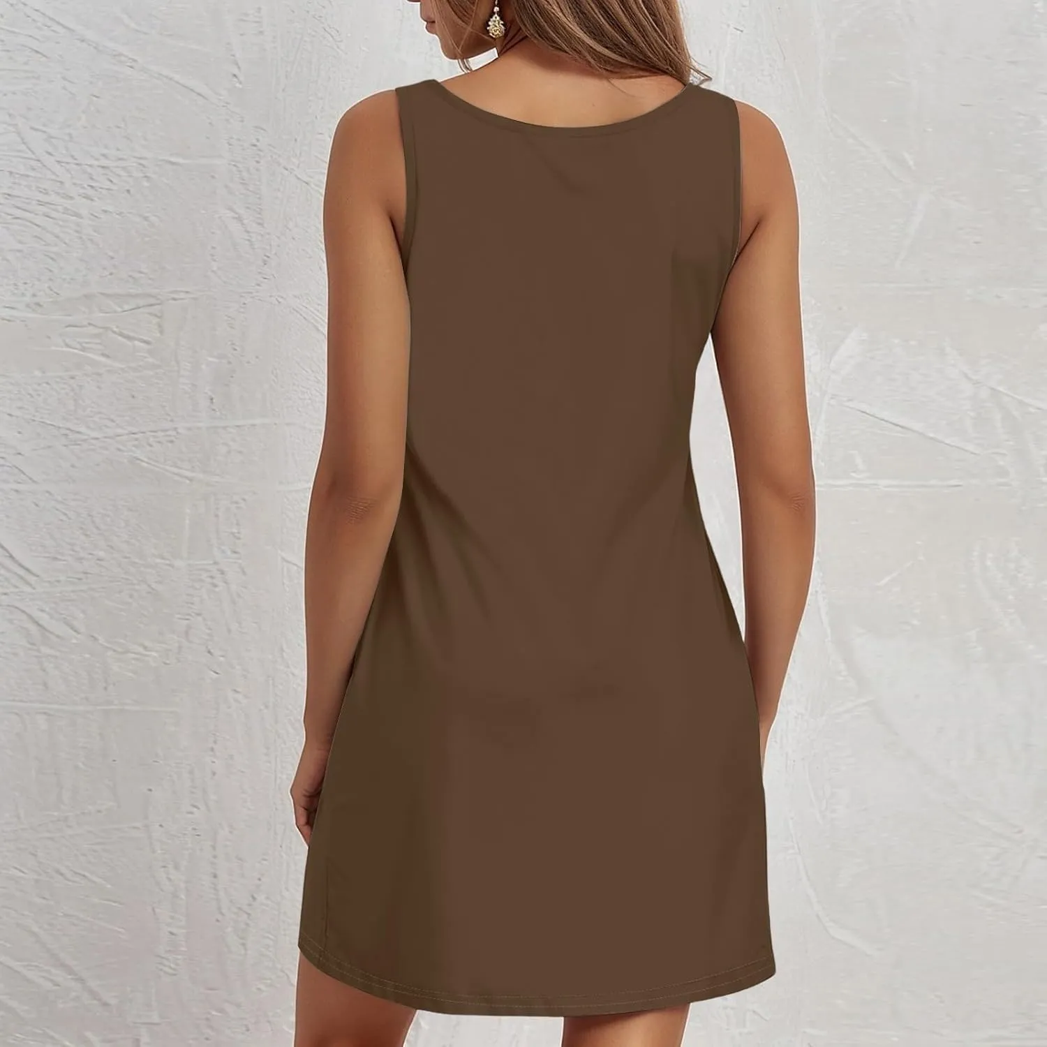 Women's Casual Sundress Summer Boho Beach Dress T-Shirts Dress O Neck Loose Cloud Feeling Tank Dresses with Pockets