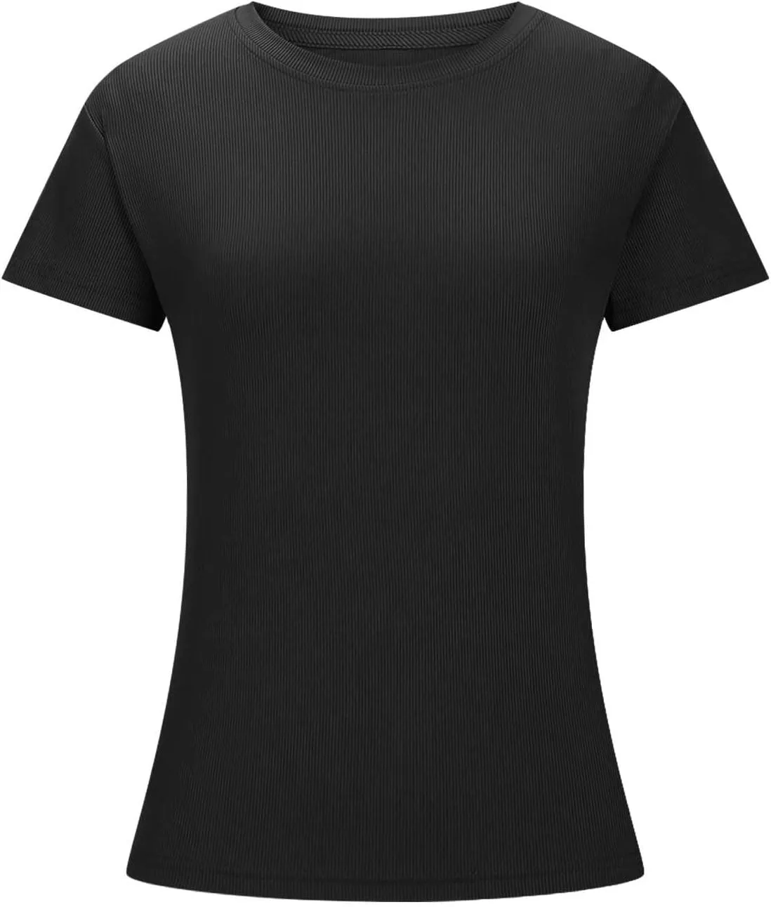 Womens Casual Tops Going Out Crop T Shirts Slim Fit Short Sleeve Crew Neck Tight Blouses Girls Summer Trendy Tunic