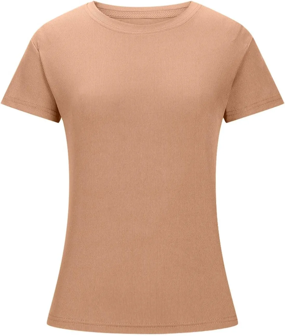 Womens Casual Tops Going Out Crop T Shirts Slim Fit Short Sleeve Crew Neck Tight Blouses Girls Summer Trendy Tunic