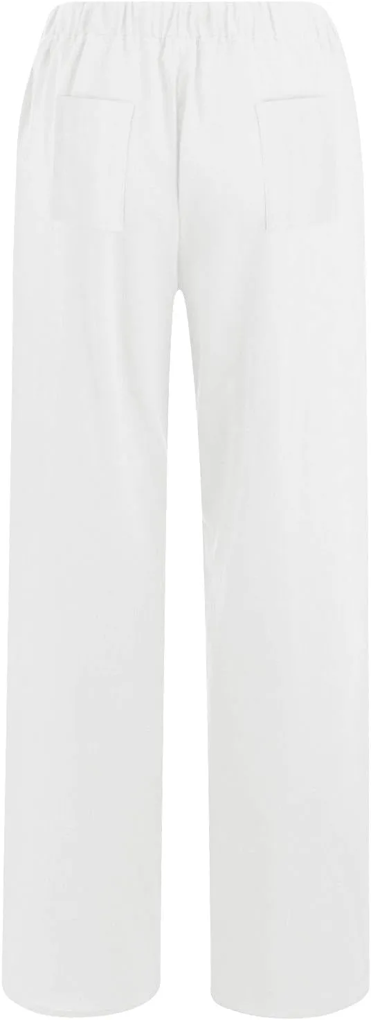 Women's Linen Palazzo Pants Plus Size Elastic High Waist Casual Beach Pant Flowy Summer Trendy Lightweight Trousers