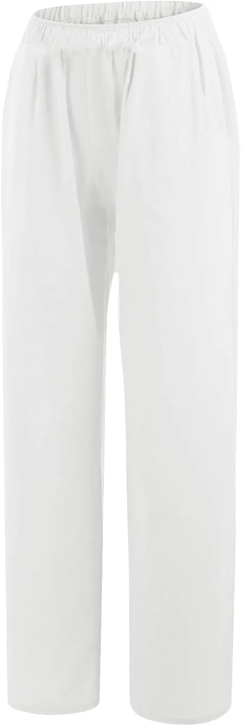 Women's Linen Palazzo Pants Plus Size Elastic High Waist Casual Beach Pant Flowy Summer Trendy Lightweight Trousers
