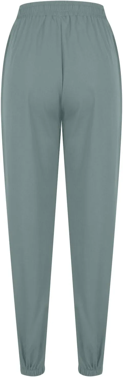 Womens Linen Pants 2025 Summer Casual Drawstring High Waist Loose Lounge Trousers Beach Summer Pant with Pockets