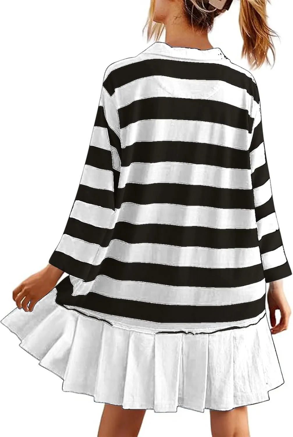 Womens Oversize Fall Sweatshirt Dresses Long Sleeve Lapel mini Dresses Ruched Loose Fitting Pleated Shirt Dresses