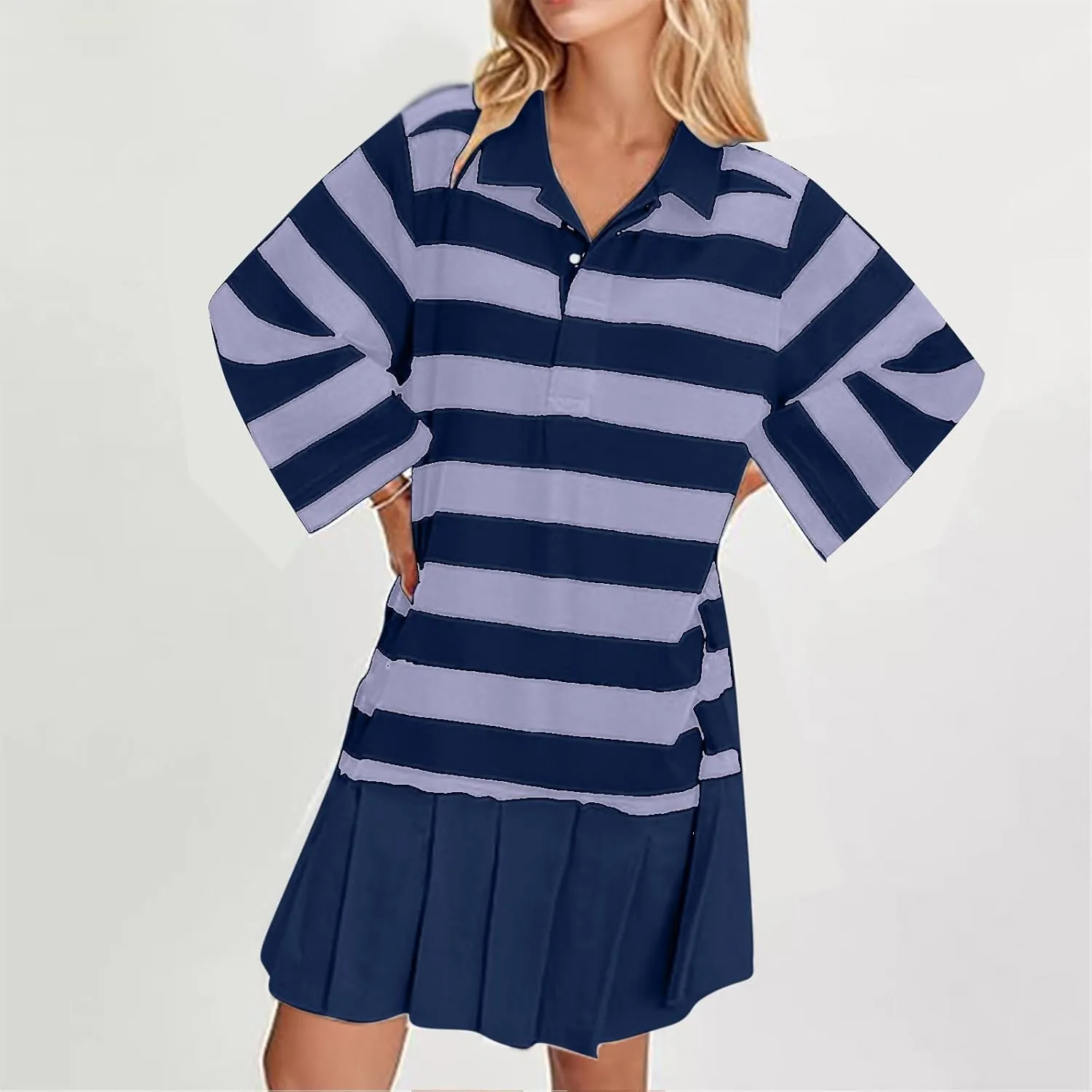 Womens Oversize Fall Sweatshirt Dresses Long Sleeve Lapel mini Dresses Ruched Loose Fitting Pleated Shirt Dresses