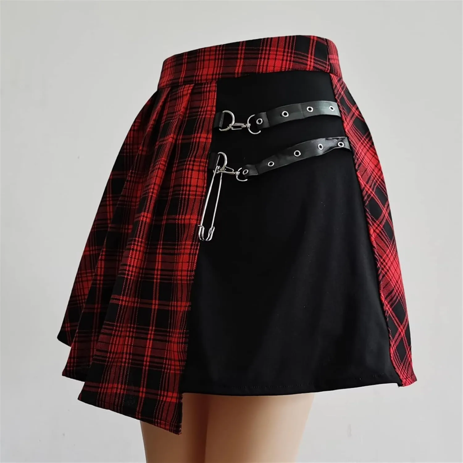 Women's Pleated Skirt Plaid Mini High Waist Skirt Summer (Color : 92132-3HHG, Size : XXXL)