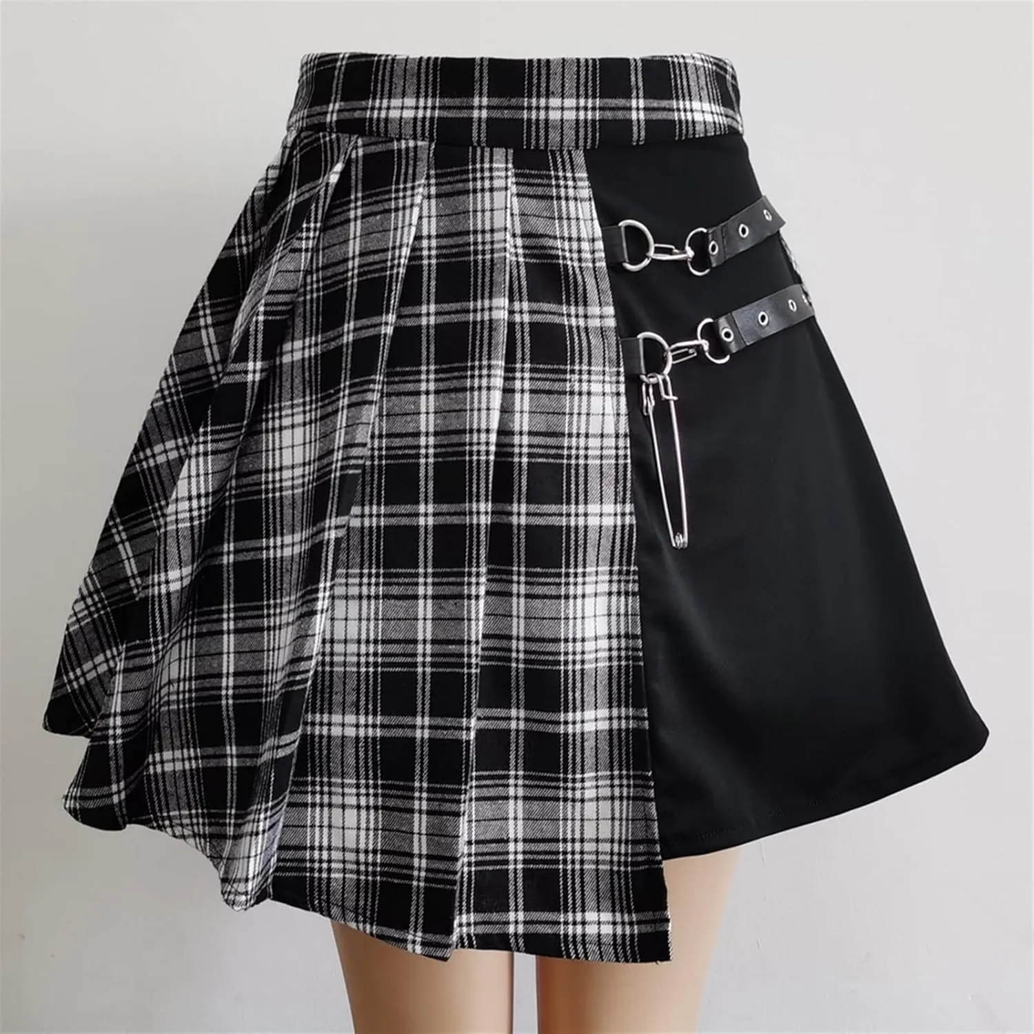 Women's Pleated Skirt Plaid Mini High Waist Skirt Summer (Color : 92132-3HHG, Size : XXXL)