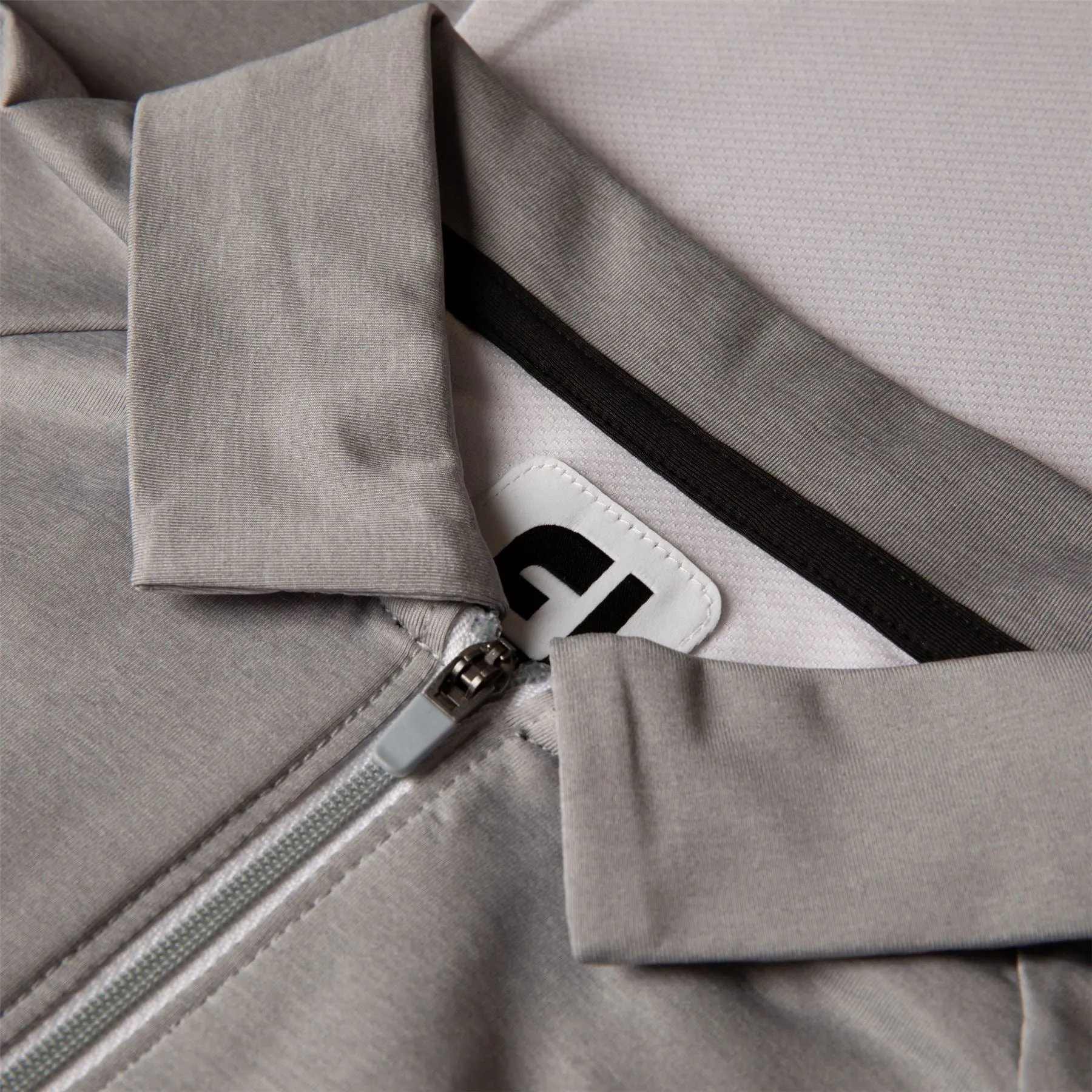 Womens Quarter Zip Color Block Shirt Heather Grey/White - AW24