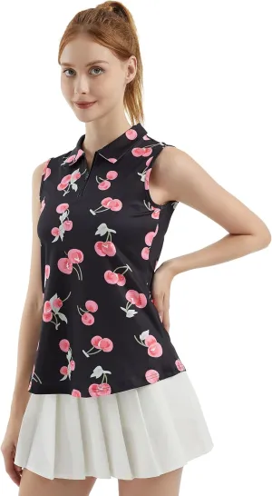 Women's Sleeveless Polo Golf Tennis Shirt Tank Tops T-Shirts V-Neck with Collar Quick Dry Workout Athletic