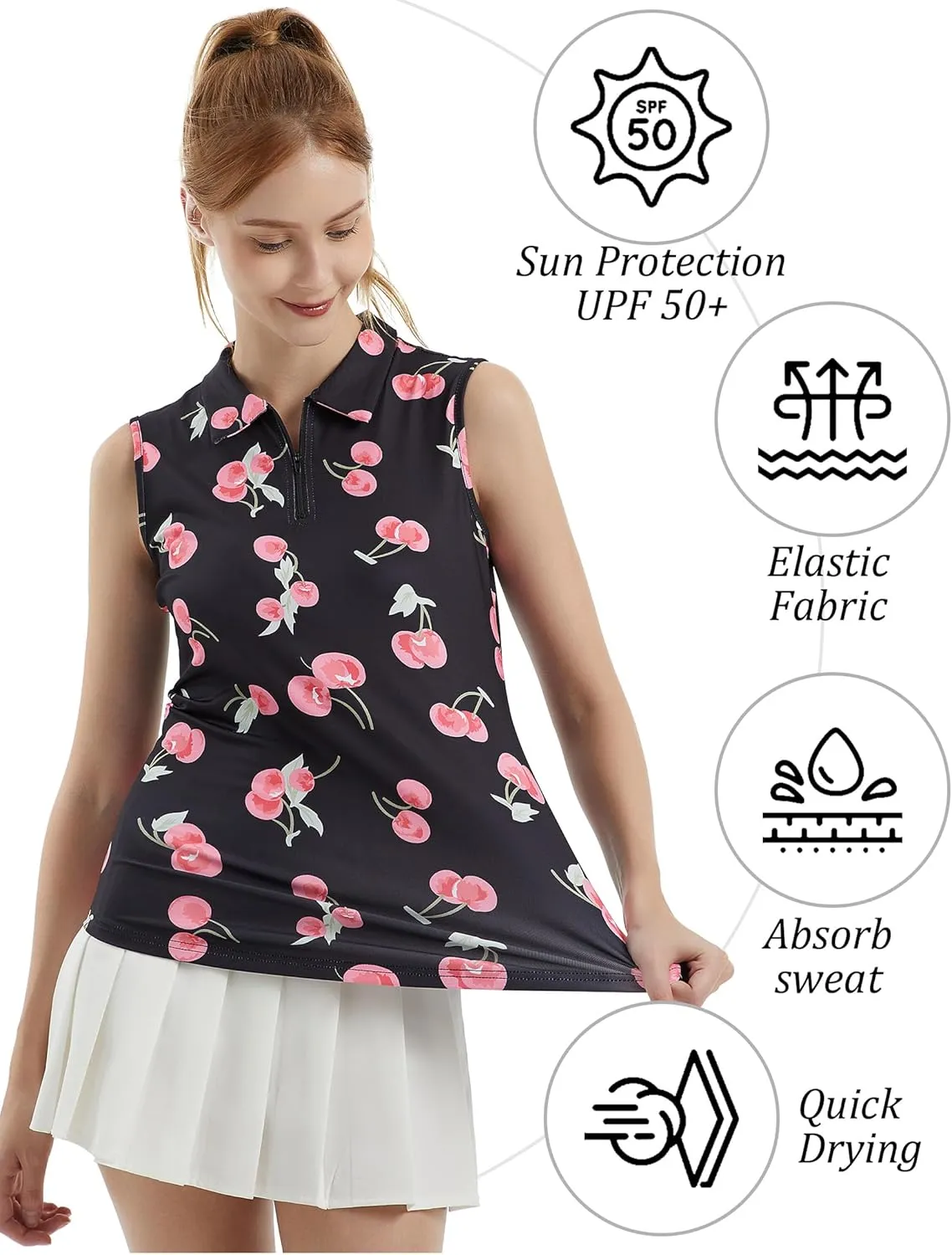 Women's Sleeveless Polo Golf Tennis Shirt Tank Tops T-Shirts V-Neck with Collar Quick Dry Workout Athletic