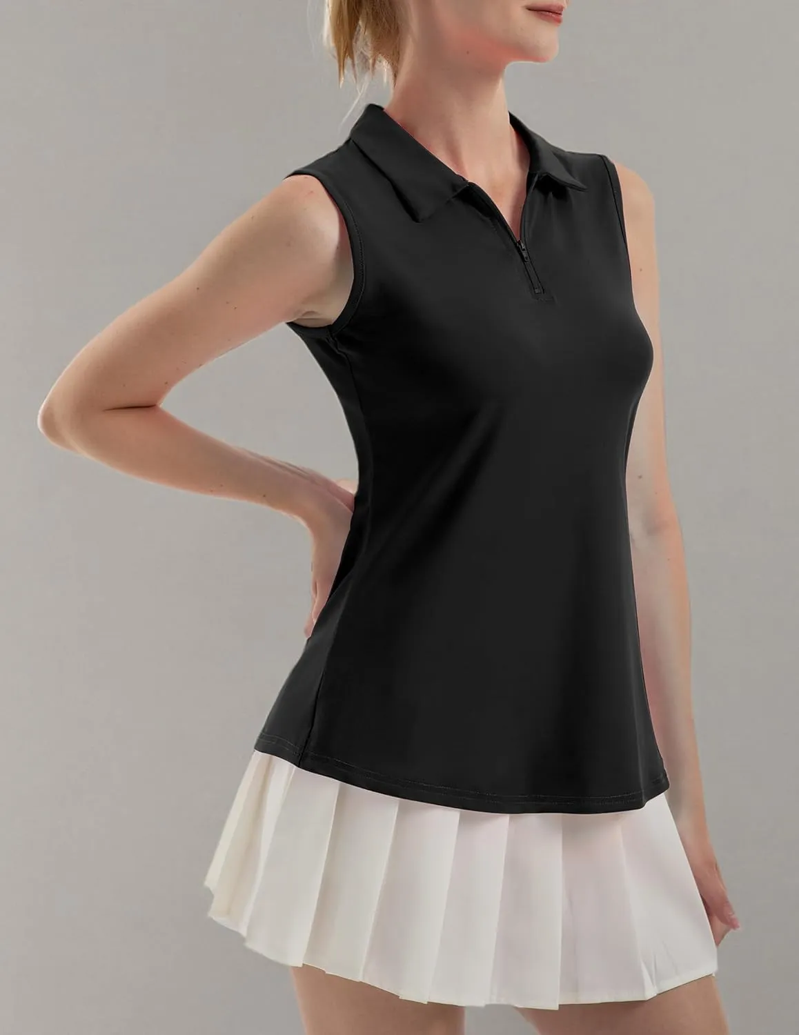 Women's Sleeveless Polo Golf Tennis Shirt Tank Tops T-Shirts V-Neck with Collar Quick Dry Workout Athletic