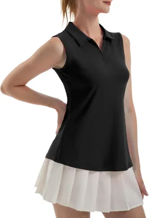 Women's Sleeveless Polo Golf Tennis Shirt Tank Tops T-Shirts V-Neck with Collar Quick Dry Workout Athletic