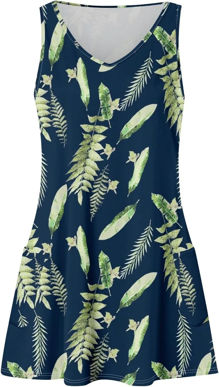 Women's Summer Casual Sundress Cute Tank Dresses Boho Beach Vacation V Neck Loose Dress with Pockets 2025 S-3XL