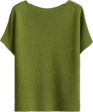 Women's Summer Knitted T-Shirts Short Sleeved Loose T Shirt Tops Silk Satin Camisole Tank Tops