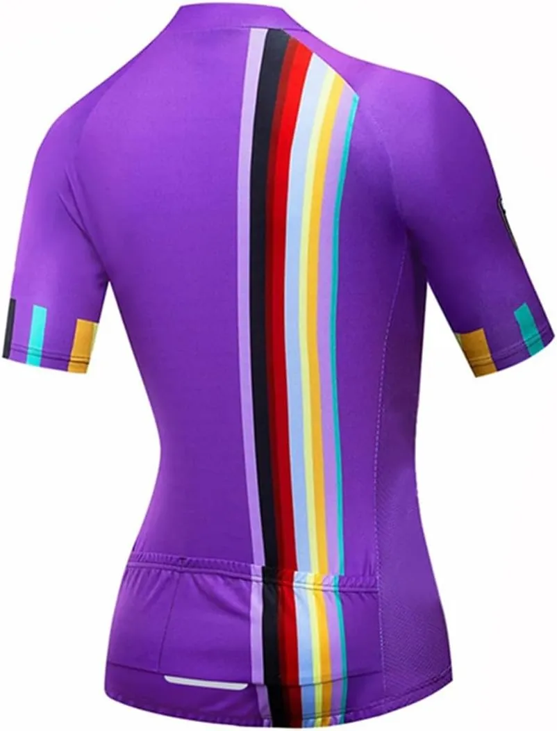 Women's Summer Sport T-Shirts Quick Dry Bicycle Riding Clothing Sun Protection Mountain Bike Riding Tops with Rear Pockets
