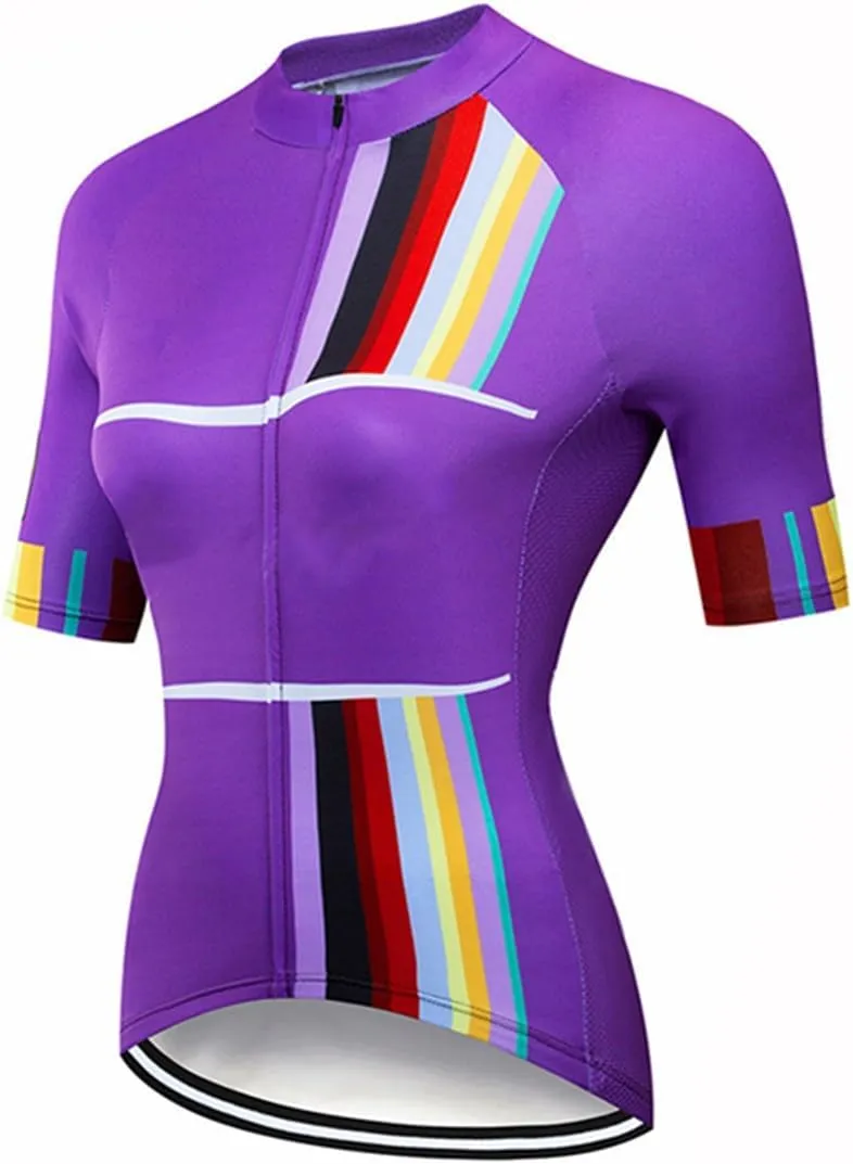 Women's Summer Sport T-Shirts Quick Dry Bicycle Riding Clothing Sun Protection Mountain Bike Riding Tops with Rear Pockets