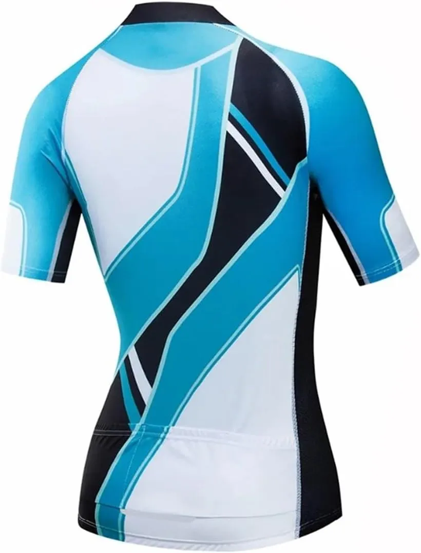 Women's Summer Sport T-Shirts Quick Dry Bicycle Riding Clothing Sun Protection Mountain Bike Riding Tops with Rear Pockets
