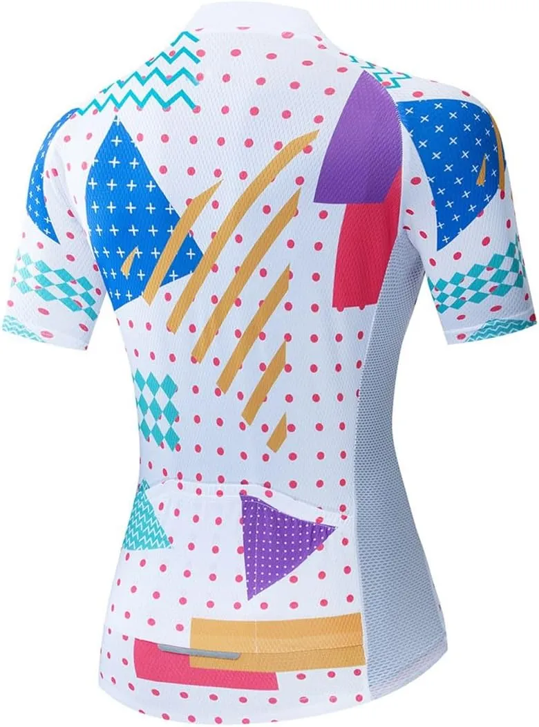 Women's Summer Sport T-Shirts Quick Dry Bicycle Riding Clothing Sun Protection Mountain Bike Riding Tops with Rear Pockets