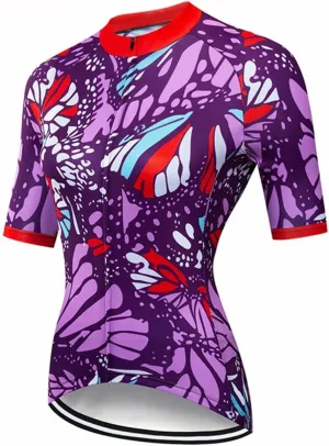 Women's Summer Sport T-Shirts Quick Dry Bicycle Riding Clothing Sun Protection Mountain Bike Riding Tops with Rear Pockets