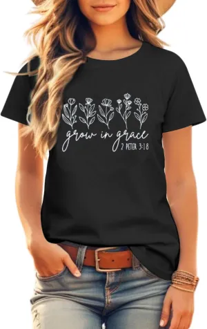 Womens Vintage Floral T Shirt Wildflower Graphic Tee Letter Printed Tshirt Boho Cute Tops