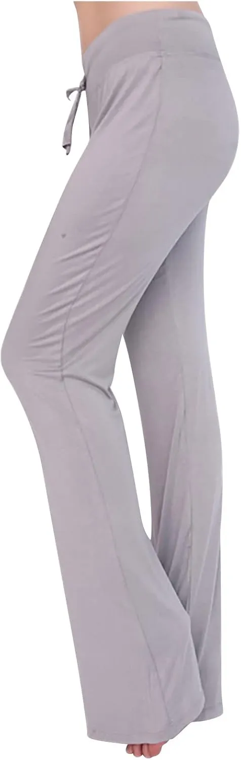 Women's Wide Leg Yoga Pants High Waist Drawstring Tummy Control Trousers Comfy Lounge Flare Pant Workout Leggings