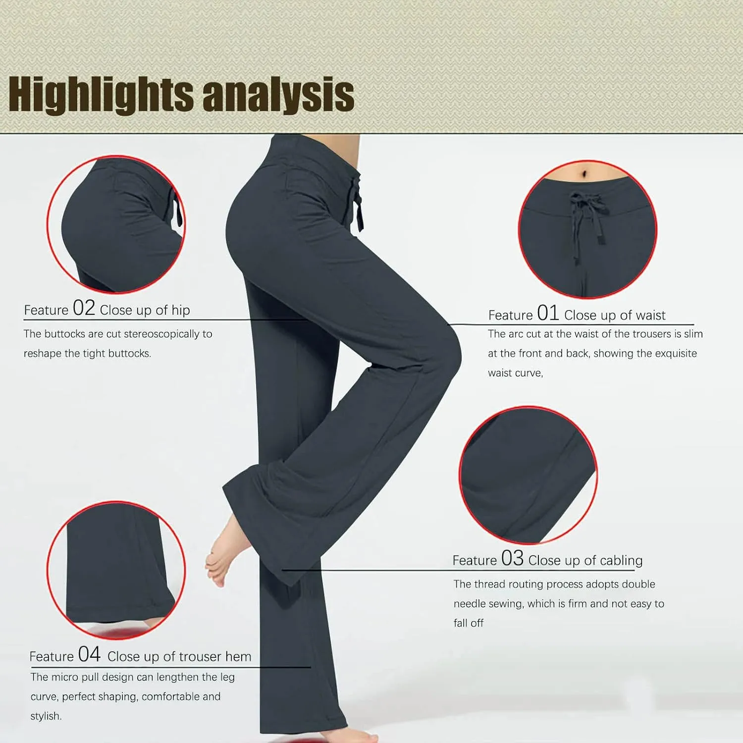 Women's Wide Leg Yoga Pants High Waist Drawstring Tummy Control Trousers Comfy Lounge Flare Pant Workout Leggings