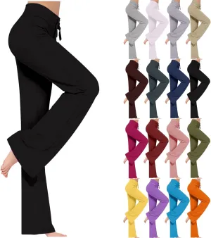 Women's Wide Leg Yoga Pants High Waist Drawstring Tummy Control Trousers Comfy Lounge Flare Pant Workout Leggings
