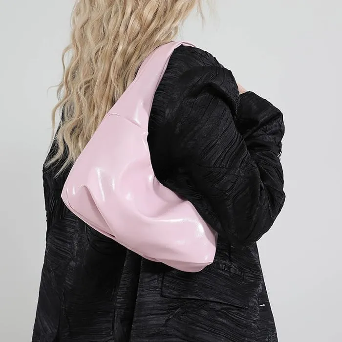 Y2k Coquette Purse with Bow Knot Studded Crescent Hobo Bag Aesthetic Women Handbag Rivet Shoulder Bags Satchels Tote