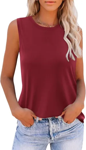 Zeagoo Womens 2025 Tank Tops 2 Pack Casual Crewneck Sleeveless T Shirts Loose Fit Summer Tunic Blouse